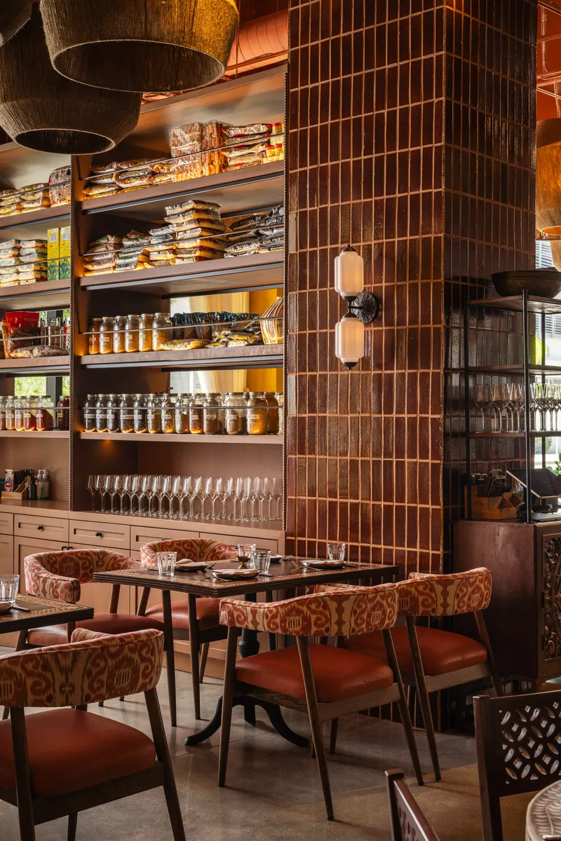 Traditional Indian lantern lighting detail at Ghee Indian Kitchen, Wynwood Miami