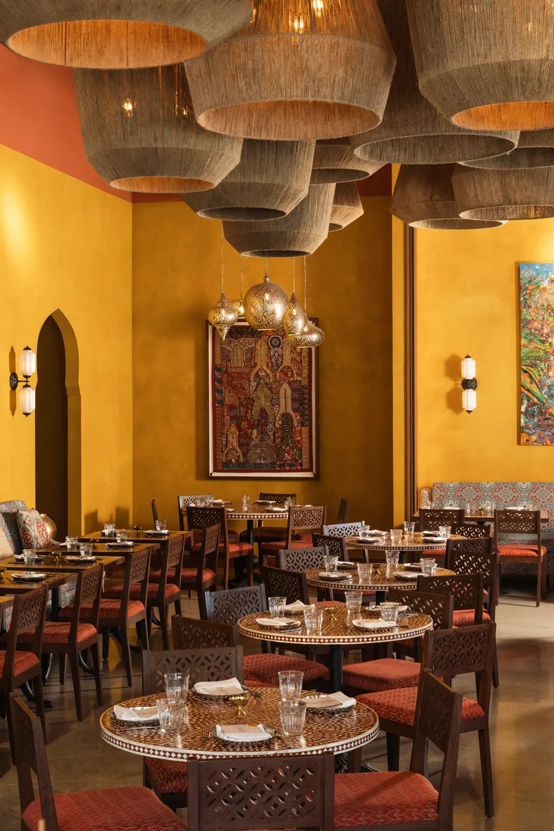 Indian lantern pendant lighting at Ghee Indian Kitchen, Wynwood Miami