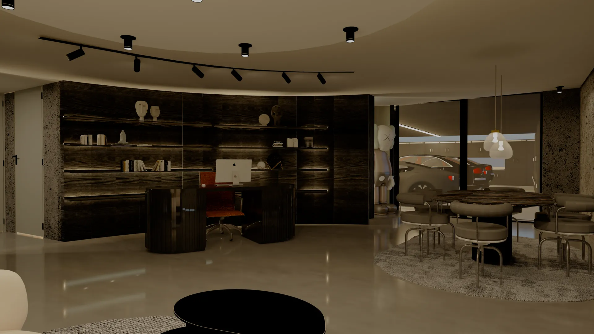 Mikalyzed — private automotive showroom with cinematic gallery lighting and collector lounge, Miami, FL