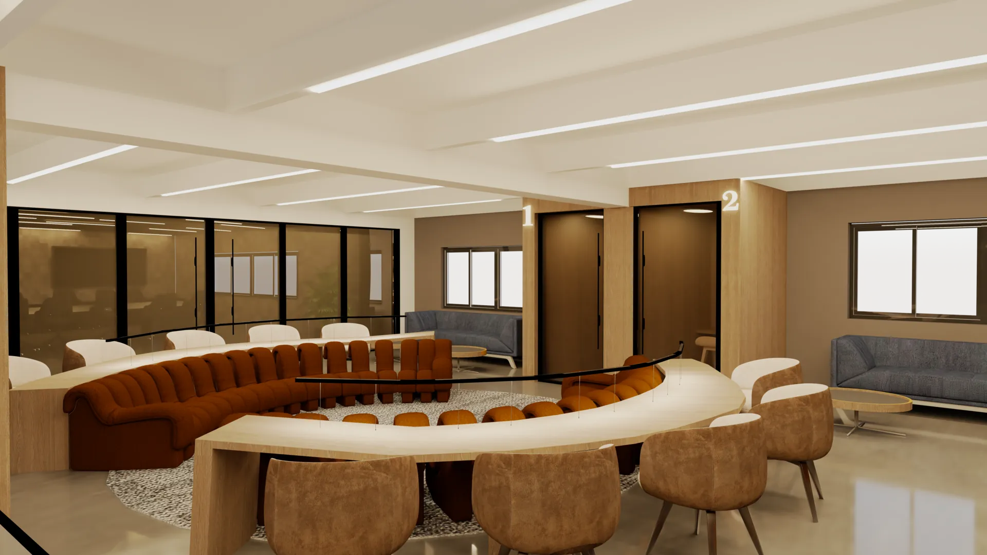 Ebony-stained millwork private office at Mikalyzed automotive gallery, Miami