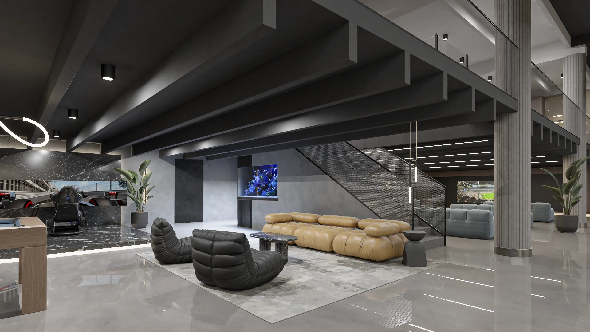 Private entertainment lounge adjacent to Mikalyzed gallery floor, Miami